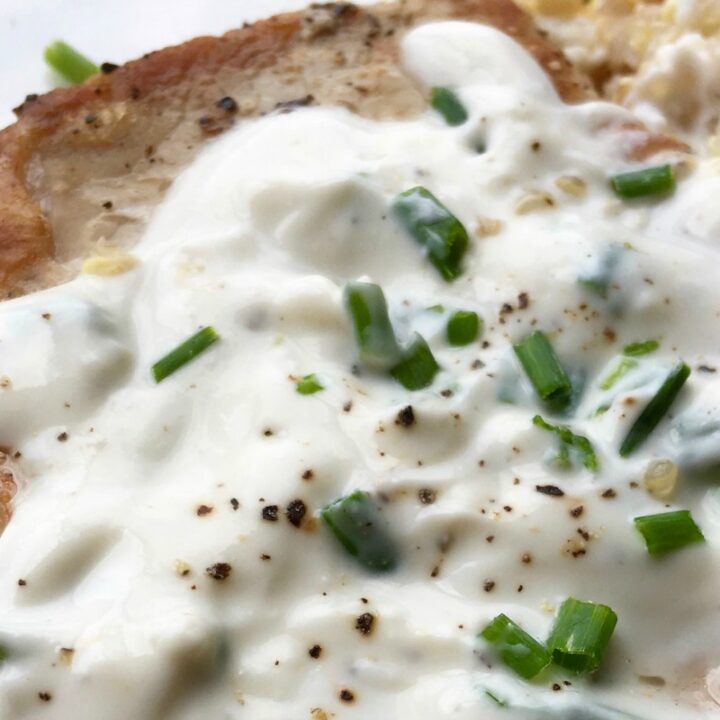 Instant Pot Sour Cream and Chives Smothered Pork Chops