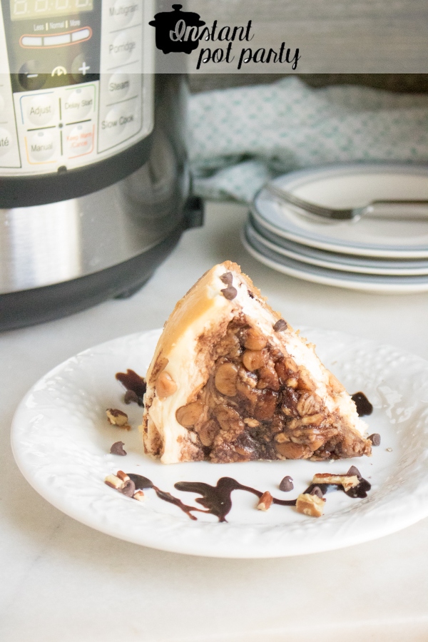 Tastebuds beware. This recipe for Instant Pot Reeces Cheesecake is without a doubt the most moist, peanut-buttery/chocolatey good treat you can give yourself. #instantpotparty #Instantpotrecipe #recipe #cheesecake #reecescheesecake #chocolatecheesecake